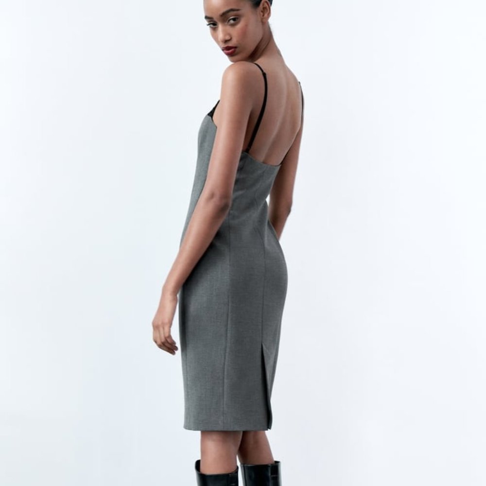 NWT LACE GRAY MNI DRESS - Picture 5 of 9